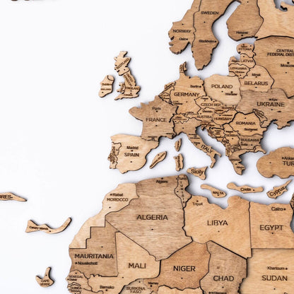 3D Carte du monde en bois