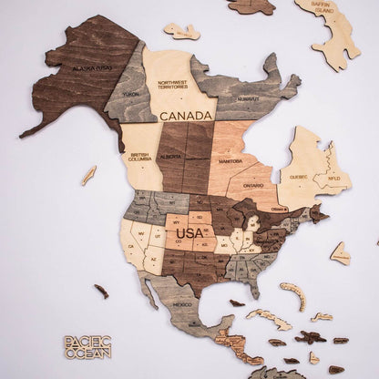 3D Carte du monde en bois Multicouleur